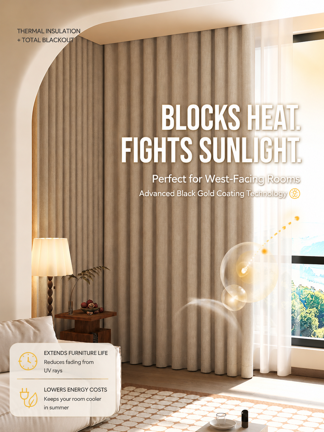 Linen Textured Blackout Curtains – Thermal Insulated & Light Blocking Drapes