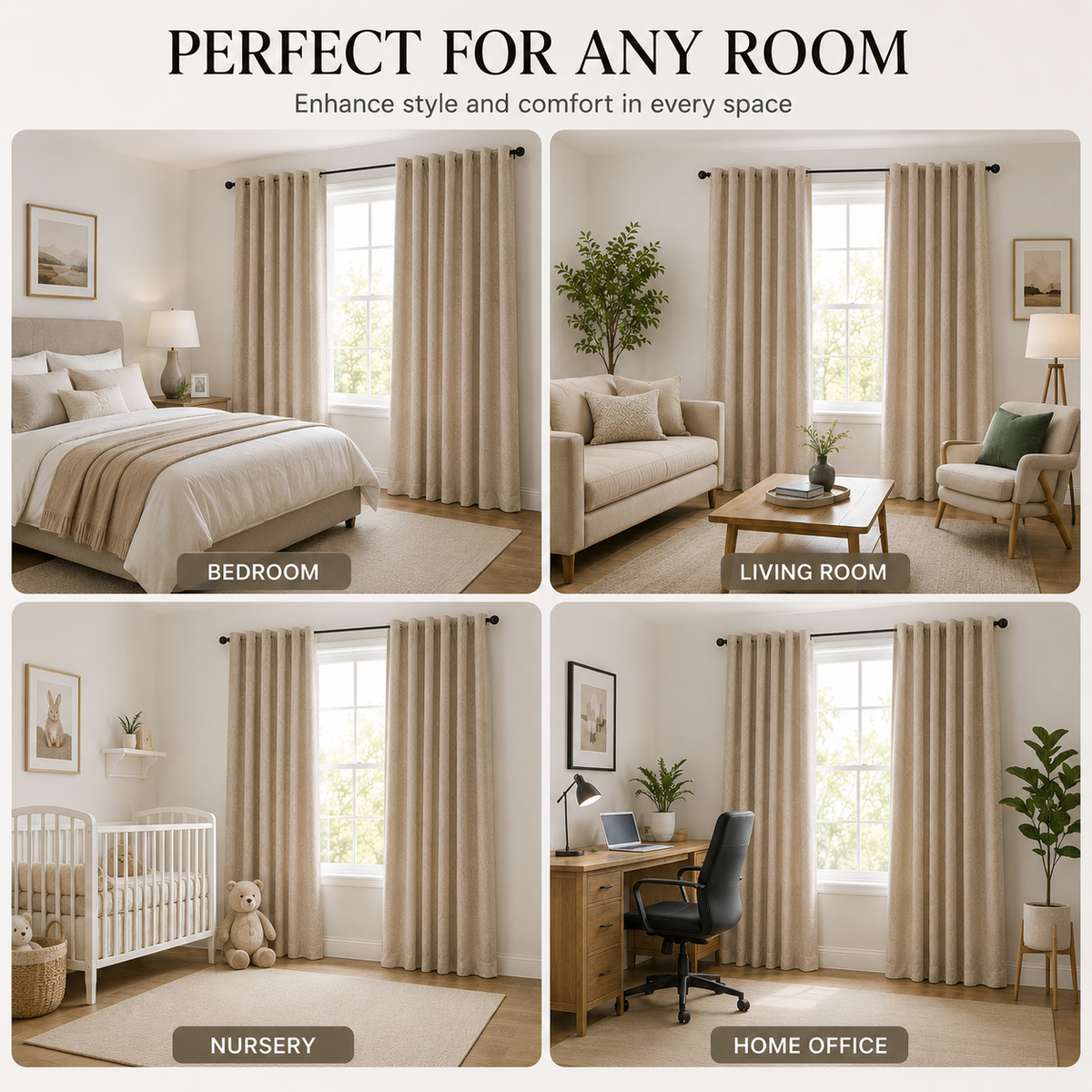 100% Blackout Curtains Back Tab Linen Curtains
