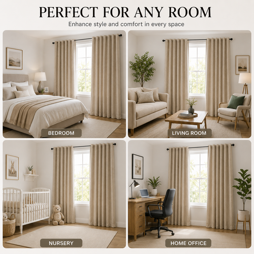 100% Blackout Curtains Back Tab Linen Curtains