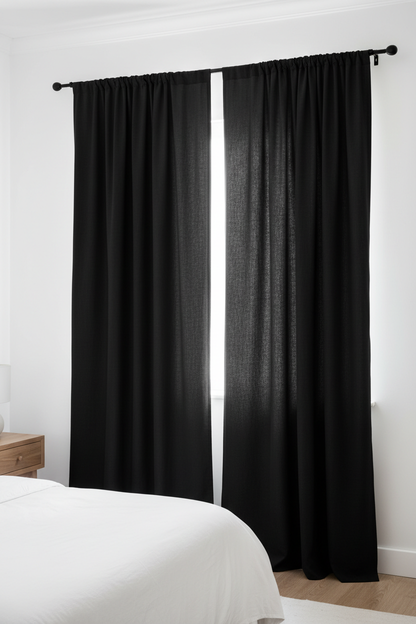 100% Blackout Curtains Back Tab Linen Curtains